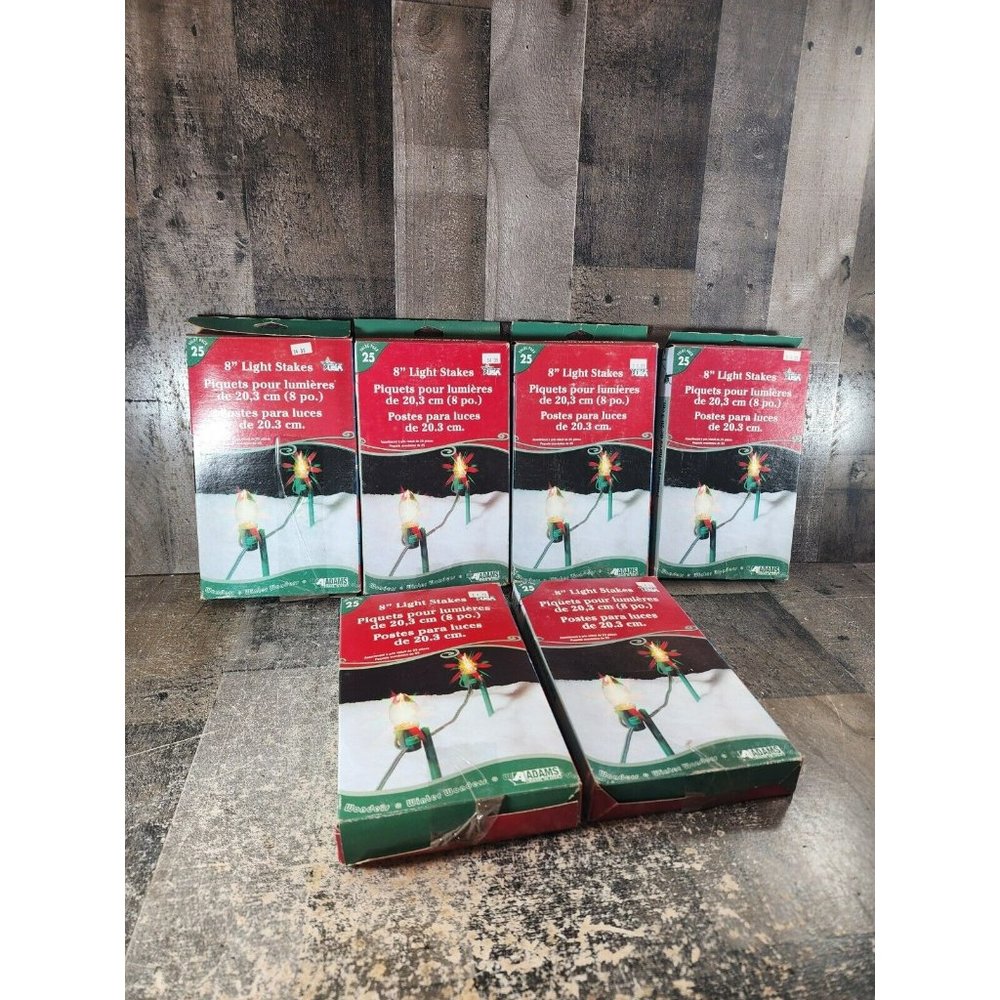 6-Green Plastic 8" High Christmas Holiday Lights Yard Stake @ 25/Pk 9104